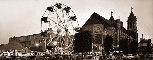 Historic image of Overlea, MD. Ferris Wheel in St. Michaels parking lot