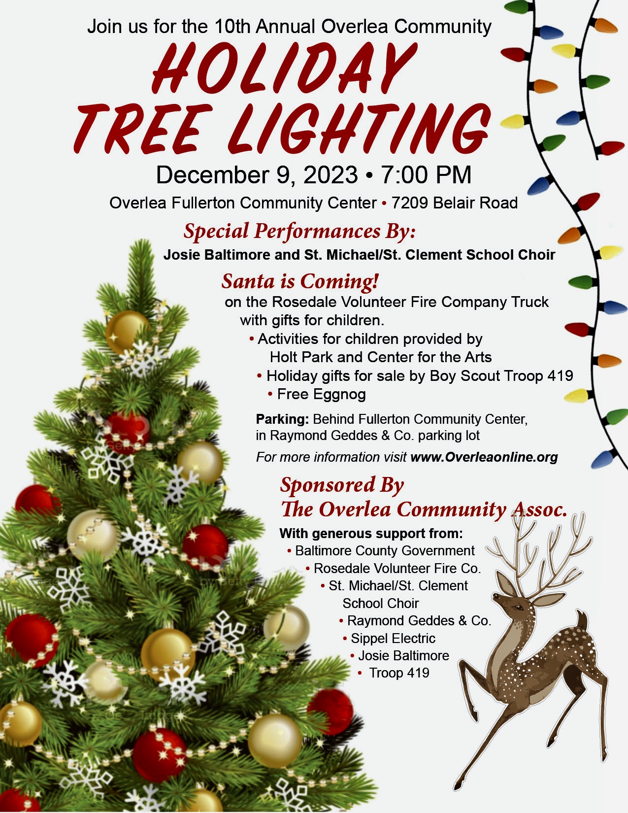 Holiday Tree Lighting Event 2022 Overlea 